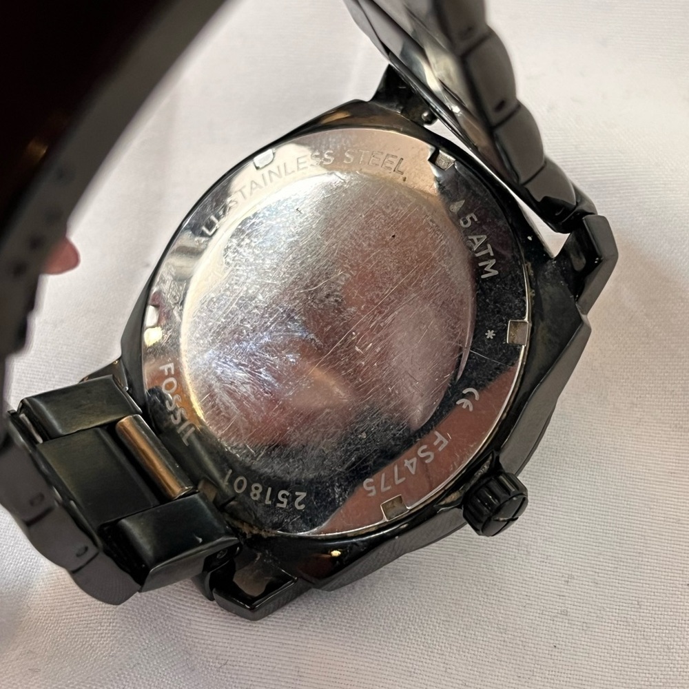 Mens Fossil Black Dial Stainless Watch - Picture 5 of 6